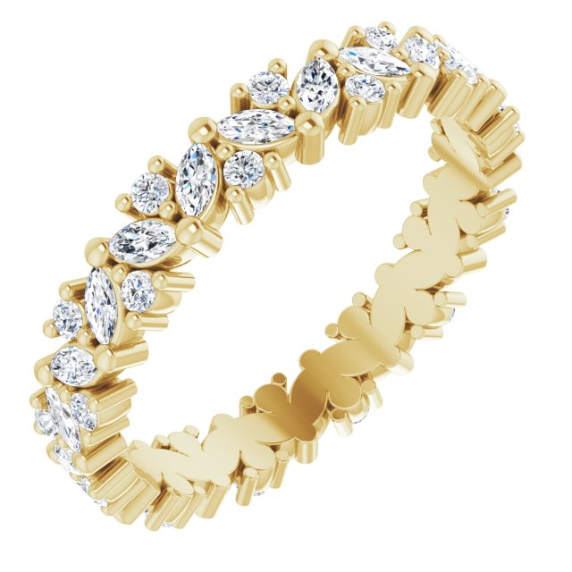 14K Yellow 1 1/5 CTW Natural Diamond Cluster Eternity Band Size 8